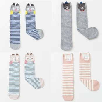 Сладки Чорапи с принтом животни, детски чорапогащи с 3D Картина За по-Малките Момчета и Момичета, Дълги Чорапи с Шарките на Лисици, Гамаши Райе, Коледа, от 1 до 9 години