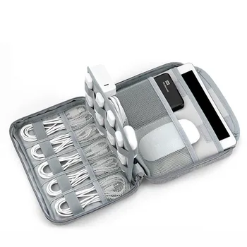 Сив Кабел USB Чанта За Съхранение на Преносим Кабел За Слушалки Power Bank Пътен Комплект Мултифункционален Таблет Защитни Аксесоари инструмент
