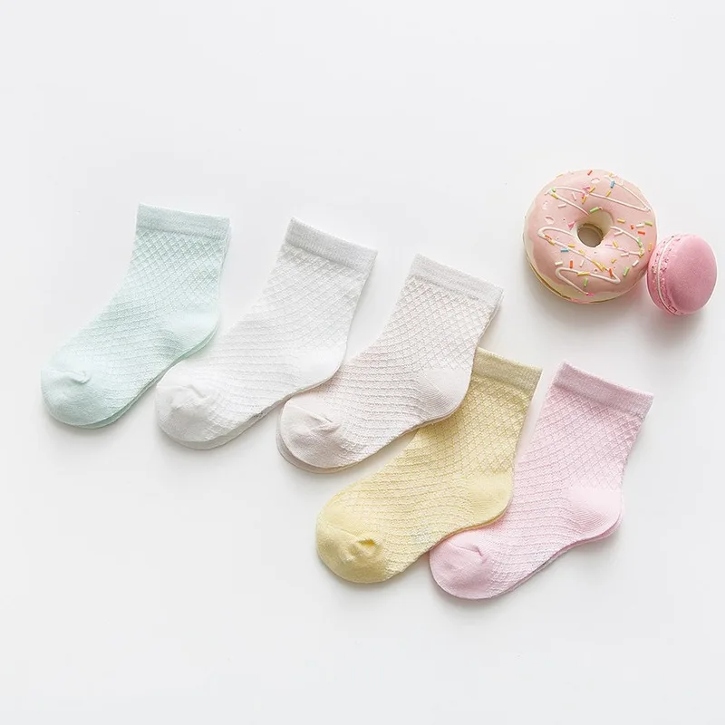 5 двойки/лот, чорапи за деца, Летни памучни жакард детски чорапи, Обикновена Многоцветни мрежести чорапи за момичета, сладки чорапи за Новородени момчета и деца, бебешки Изображение 0