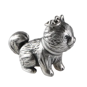 Нов 999 Сребро ретро стари тайландски сребърен женски триизмерен Висулка с малко куче