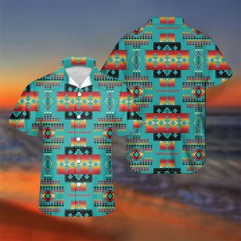 Американският Племенен Дизайн, Мъжка Риза Guayabera с Яка в стил Кубински лагер, Риза Aloha Копчета, Блузи с Къс Ръкав, Дишаща