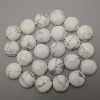 Бял Тюркоаз 20 мм, 20 парчета естествен камък през цялата кабошон мъниста за бижута, модни очарователни Пръстени, аксесоари, без дупка на едро