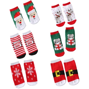 Коледни Чорапи За Деца Карикатура на Дядо Лосове Снежинка Зимни Хавлиени Чорапи Носочные Изделия 37JB