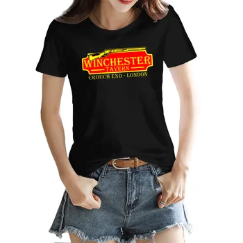 Женска тениска Winchester на Механа Essential, Забавни Черни Тениски с кръгло деколте, Европейският Размер