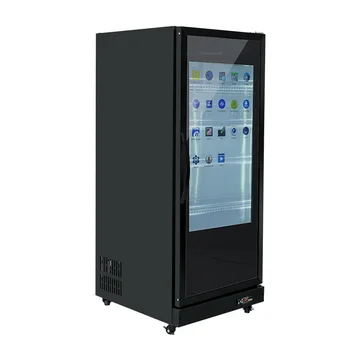 Светъл хладилник ЛКД докосване на екрана реклама люксуривидео прозрачен екран с ЛКД