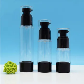 50 мл кръгла корона прозрачна пластмасова черна безвоздушная бутилка възстановява цялостна эссенцию за очите серум/лосион/емулсия течна основа опаковка