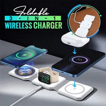 Джобно Складное безжично зарядно устройство 3 в 1 с мощност 15 W, Бързо зарядно Устройство За iPhone 11 Xs Max X XR AirPods и Apple Watch Дропшиппинг