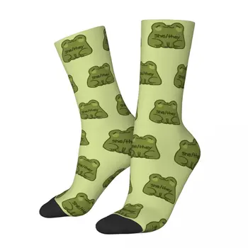 Зимни Топли Мъжки и дамски чорапи Shethey Frog Pronouns с Луд дизайн, Дишащи Чорапи за Скейтборд