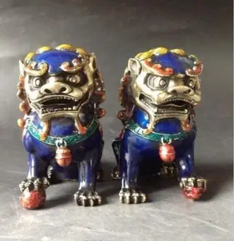 Китайските Перегородчатых Медни Статуи - Lion Foo Dog NR