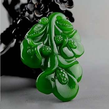 Натурален Нефритови Зелен Медальон Ръчна изработка с Магнолией, Модни бижута, Мъжко и дамско колие, Подаръчни Аксесоари