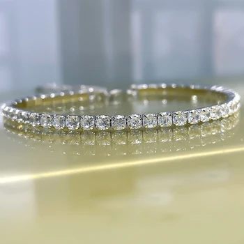 2021 нов S925 сребро пълен диамантена гривна 5A циркон директна продажба с фабрика 3 мм редица диамант верига