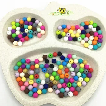 100 броя Силиконови Перли 10 мм, Кръгли Кремнеземные Мъниста смесени цветове без бисфенол А хранителни детски топки за никнене на млечни зъби