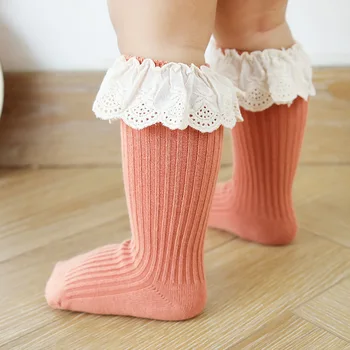 Пролетно-Есенни Къси Чорапи с герои от Анимационни филми, За малките момичета, Дишащи Трикотажни Дантелени Чорапи, дрехи За Деца, Нескользящие Чорапи от 0 до 3 години