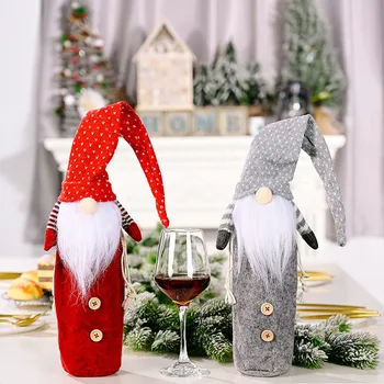 1бр Коледна Капачката на Бутилката Коледа Безлични Кукла на Кутията Бутилка Вино Чанта Коледа Занаяти Декор за Дома
