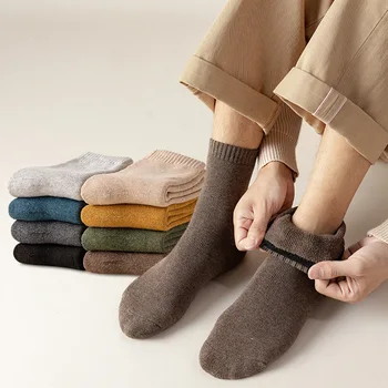 Ins Tide Мъжки чорапи Зимни Дебели Кадифени Чорапи с хавлиена Кърпа Обикновен Мъжки Чорапи Топли Памучни Чорапи, Дълги чорапи-тръба