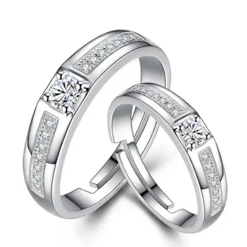 HOYON пръстен от сребро 925 проба, пръстен с диамант, инкрустированное цирконий, сватбена пръстен от бяло злато 18 Карата, открита двойка, кутия за пръстените