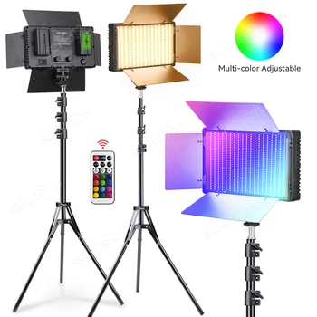 RGB LED Камера за Видео Заполняющий Светлина в два цвята Топъл и студен Допълнителна Батерия с комплект зарядно устройство Светлина за снимане Цветна лампа за селфи