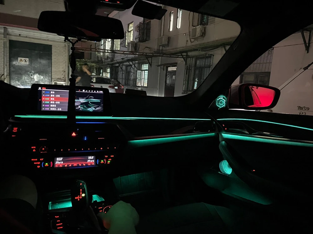 11-цветно Автоматично Конвертиране на Автомобила Неон Вътрешната Врата на Разсеяна Светлина Декоративно Осветление за BMW Серия 5 G38 2018-2021 Изображение 3