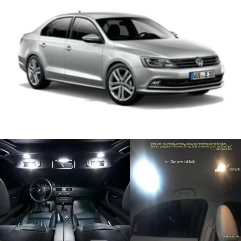 LED Вътрешни Автомобилни Фарове За VW jetta room dome карта за четене foot врата лампи без грешки 8 бр. Изображение 0