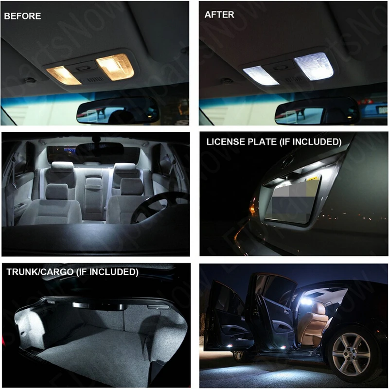 LED Вътрешни Автомобилни Фарове За VW jetta room dome карта за четене foot врата лампи без грешки 8 бр. Изображение 4