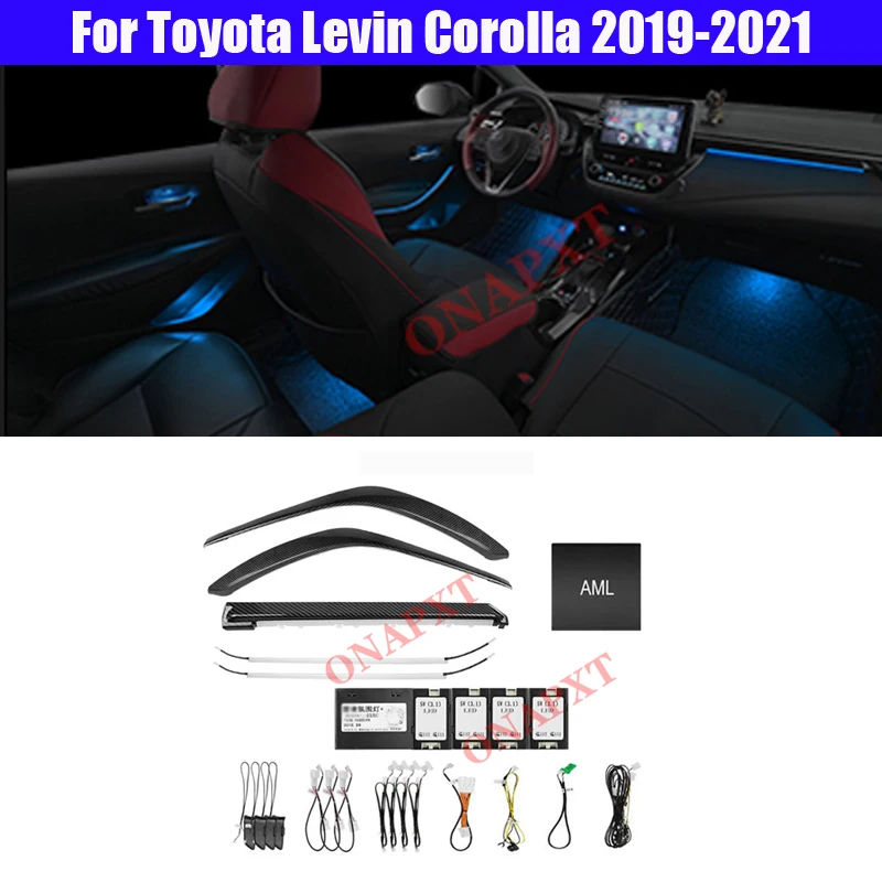 Авточасти За Toyota Corolla Levin 2019-2021 Бутон за Управление Декоративен Околните Светлина Атмосферни Лампа с подсветка Ленти 64 Цветове Изображение 0