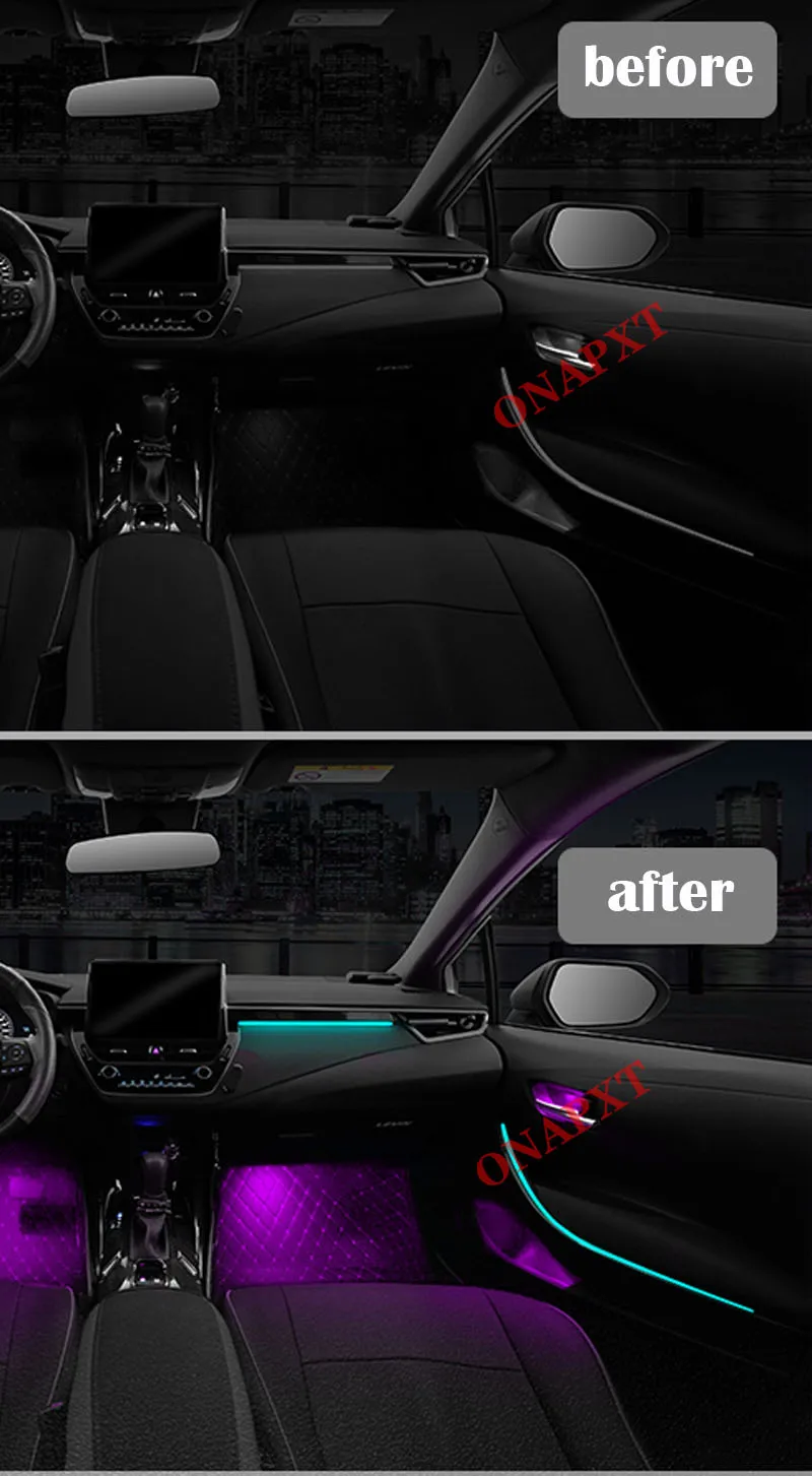 Авточасти За Toyota Corolla Levin 2019-2021 Бутон за Управление Декоративен Околните Светлина Атмосферни Лампа с подсветка Ленти 64 Цветове Изображение 1