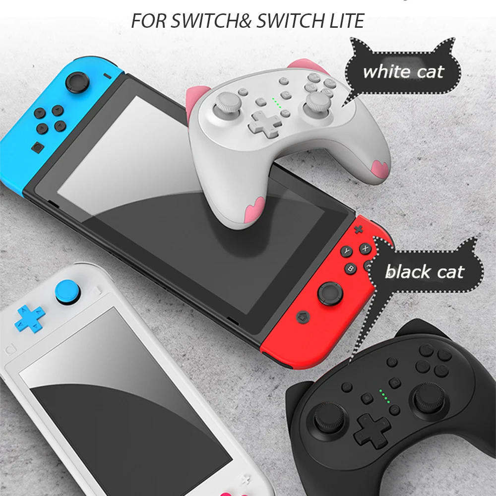Горещ Cartoony Коте се Събужда Глас Безжичен Контролер Подкрепа за Слушалки Съвместими Nintendo Switch/Switch lite/Switch OLED Изображение 4