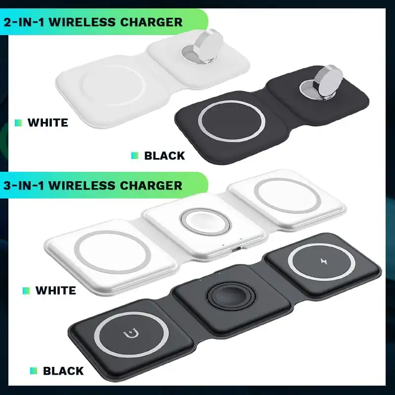 Джобно Складное безжично зарядно устройство 3 в 1 с мощност 15 W, Бързо зарядно Устройство За iPhone 11 Xs Max X XR AirPods и Apple Watch Дропшиппинг Изображение 5