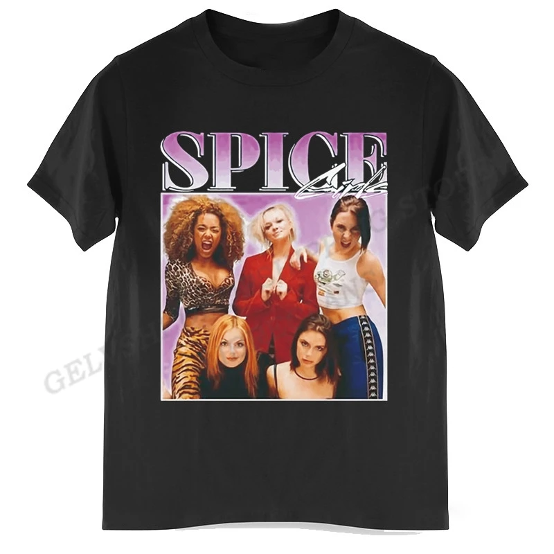 2022 Лятна мъжка тениска, тениска Spice Girls, Мъжки и Дамски Модни памучен тениска, градинска риза в стил хип-хоп, топове, рок-група, Camiseta Hombre Изображение 0
