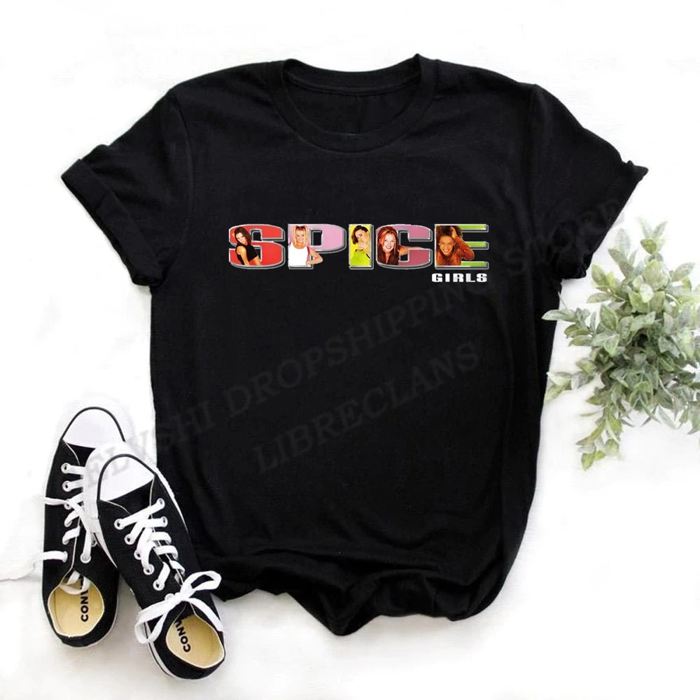 2022 Лятна мъжка тениска, тениска Spice Girls, Мъжки и Дамски Модни памучен тениска, градинска риза в стил хип-хоп, топове, рок-група, Camiseta Hombre Изображение 1