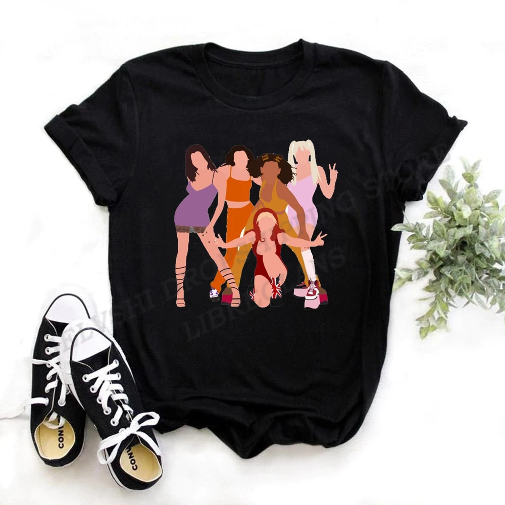 2022 Лятна мъжка тениска, тениска Spice Girls, Мъжки и Дамски Модни памучен тениска, градинска риза в стил хип-хоп, топове, рок-група, Camiseta Hombre Изображение 2