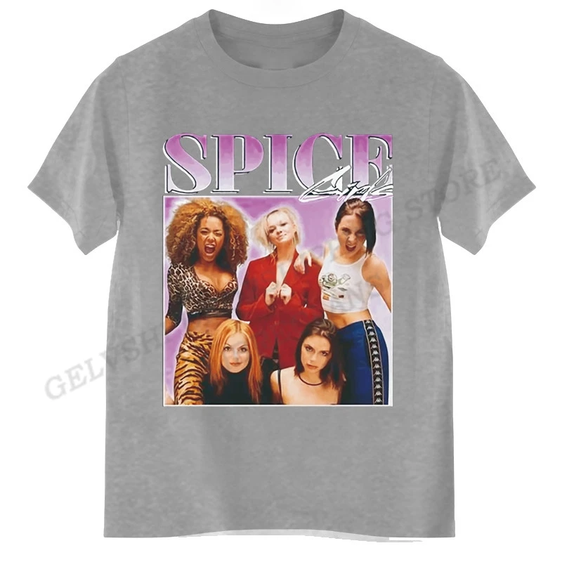 2022 Лятна мъжка тениска, тениска Spice Girls, Мъжки и Дамски Модни памучен тениска, градинска риза в стил хип-хоп, топове, рок-група, Camiseta Hombre Изображение 5