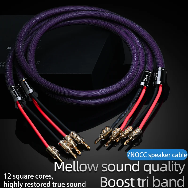 Една двойка ATAUDIO 7N OCC аудио Hi-FI кабел динамиката на HI-FI висококачествен усилвател кабел динамиката на Банан Y-пинов штекерный кабел Изображение 0