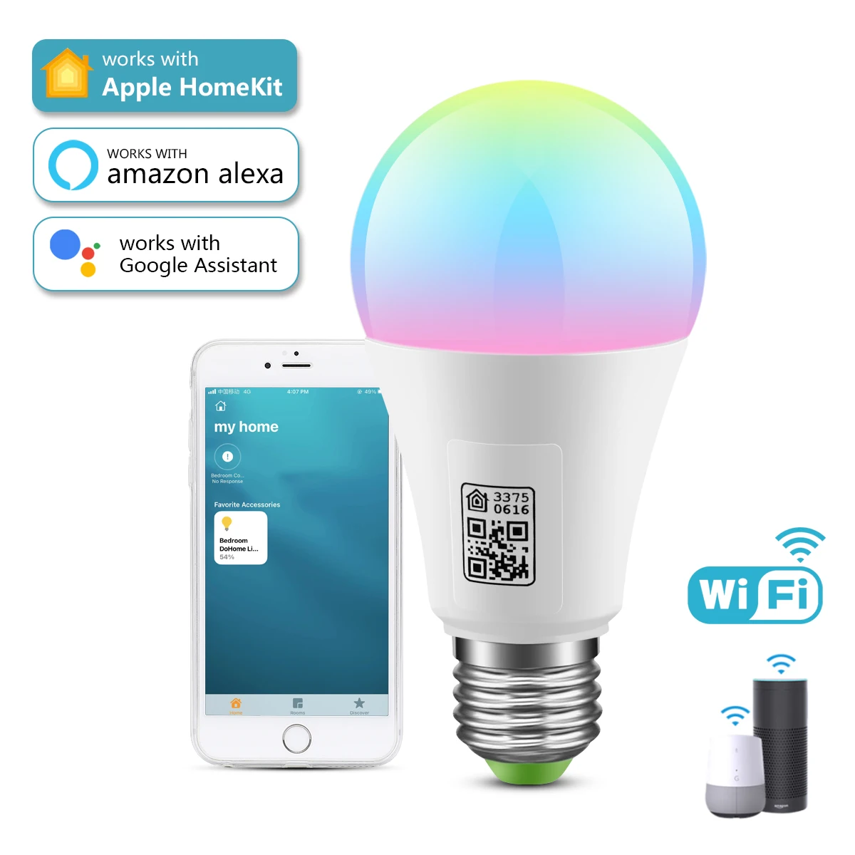 Apple Homekit WIFI Led интелигентна лампа 9 W RGB Гласово Управление Интелигентна Домашна лампа Работи с Dohome Apple IOS / Bluetooth 4.0 осветление Изображение 0
